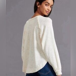 Anthropologie Pilcro Top Small Ivory Diana Pullover Boho Long Sleeve Shirt